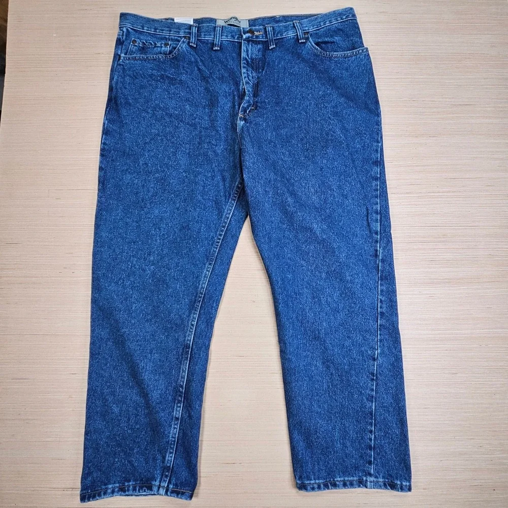 Wrangler Authentics Jeans Mens 44x28 Blue Regular Fit Denim ZM100SW Workwear NEW